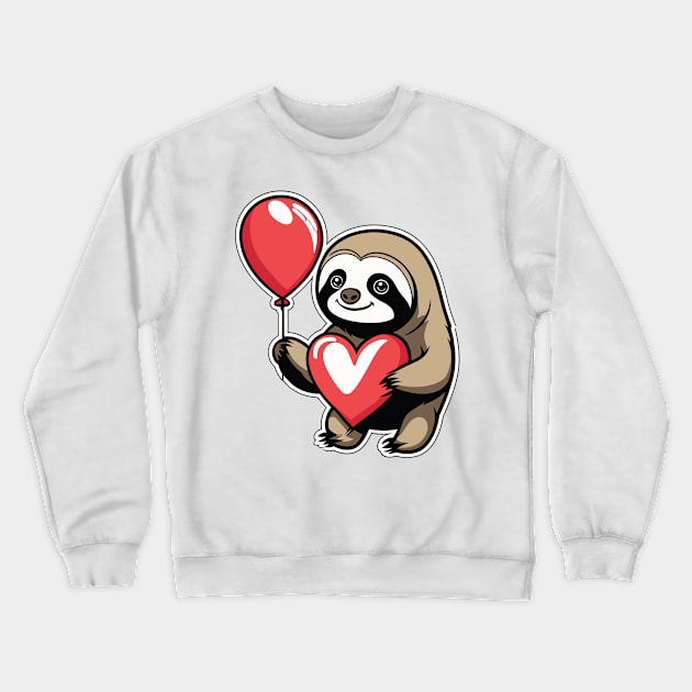 Sloth Heart Balloon - Valentines Day Crewneck Sweatshirt by FluffigerSchuh